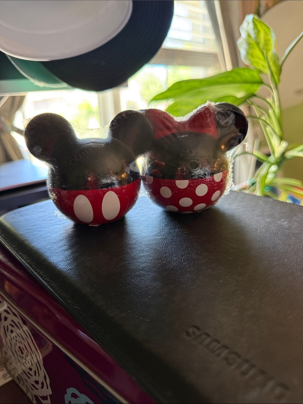 Disney-Inspired Red and Black Ceramic Mickey & Minnie Salt and Pepper Shakers